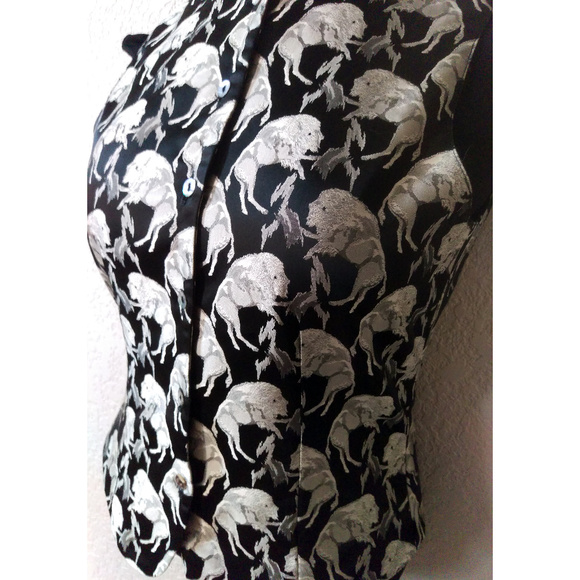 OOAK EUC Brocade mandarin collar sleeveless top S - Picture 5 of 7